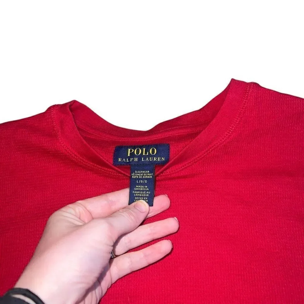 POLO RALPH LAUREN Men’s Red Knitted Long Sleeve Sleepwear Shirt Size L